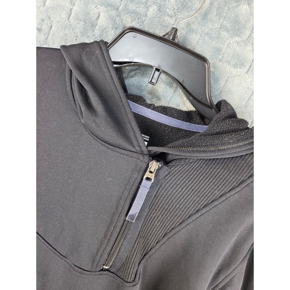 Under Armour MTN Mens XL Black Quarter Zip Fleece Lined Hoodie Ribbed Detail